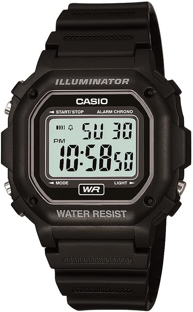 Casio F108WH Series | Men's Digital Watch | Illuminator | Water Resistant | LED Light | Daily Alarm | 1/100 SEC Stopwatch | 3 Hands (HR, Min, SEC) | Date/Day Display | Daily Alarm | 7 Year Battery