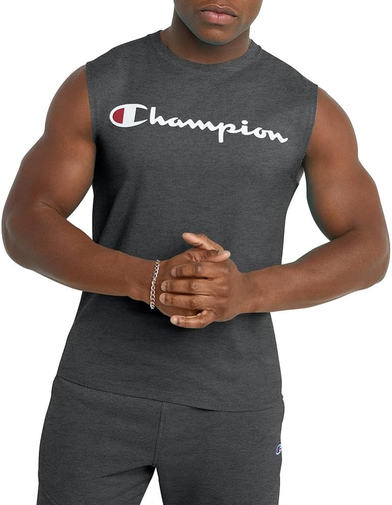 Champion Men'S Muscle T-Shirt, Sleeveless, Muscle Tank, Classic Muscle Tee Top For Men (Reg. Or Big & Tall)