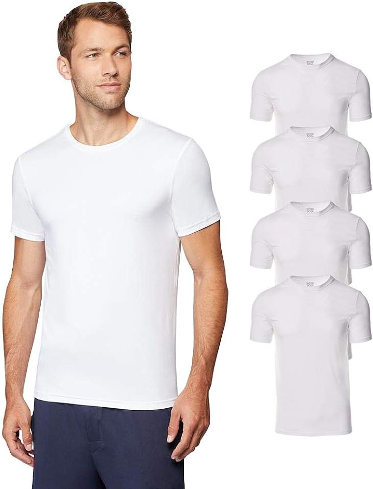 32 DEGREES Mens 4 Pack Cool Crewneck T-Shirt | Anti-Odor | Quick Drying | 4-Way Stretch