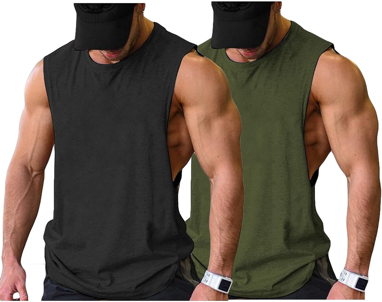 COOFANDY Men Workout Tank Top 2 Pack Gym Bodybuilding Sleeveless Muscle T Shirts