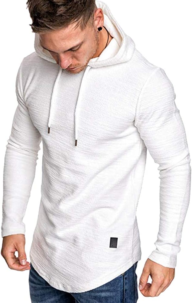 Lexiart Mens Fashion Athletic Hoodies Sport Sweatshirt Solid Color Fleece Pullover