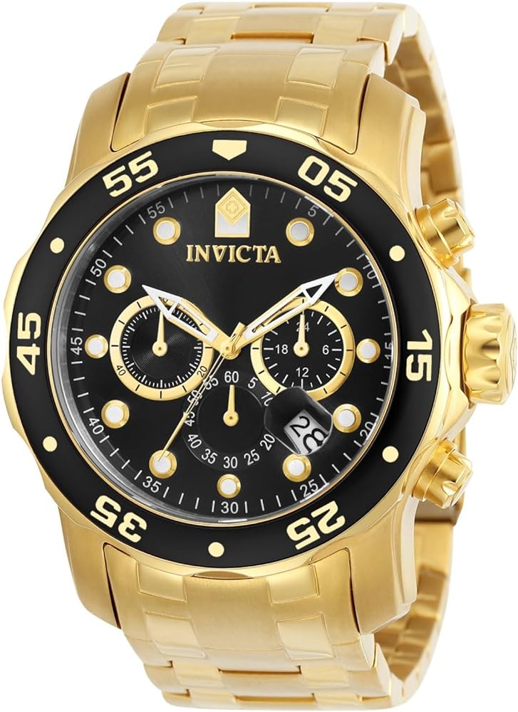 Invicta Men's Pro Diver Collection Chronograph 18k Gold-Plated Watch (Model: 0072, 21954, 21958)