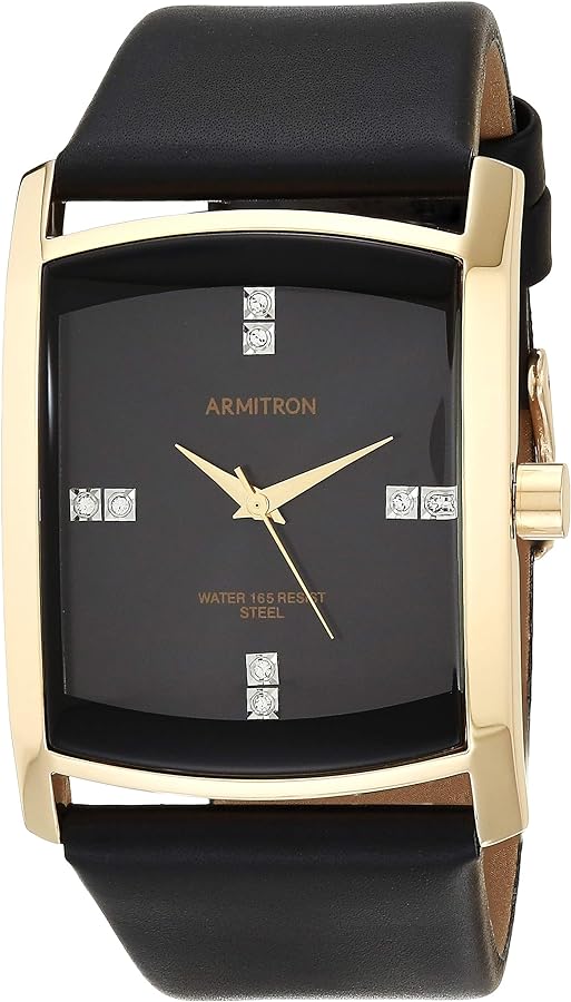 Armitron Men's Genuine Crystal Accented Leather Strap Watch