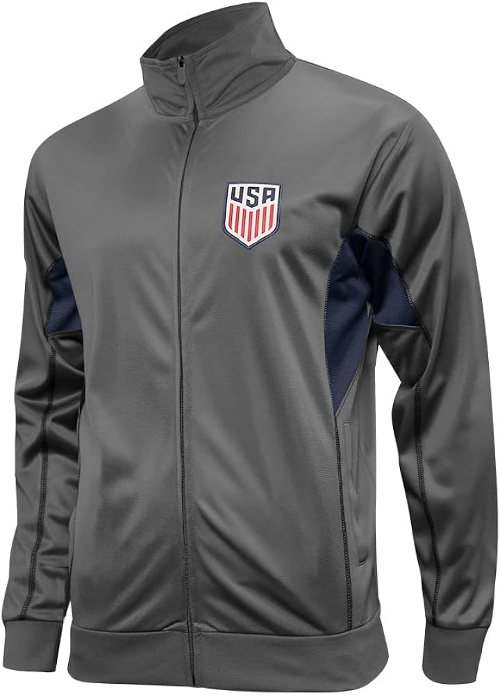 Icon Sports Officially Licensed U.S. Soccer Full Zip Up Active Adult Training Soccer Track Jacket