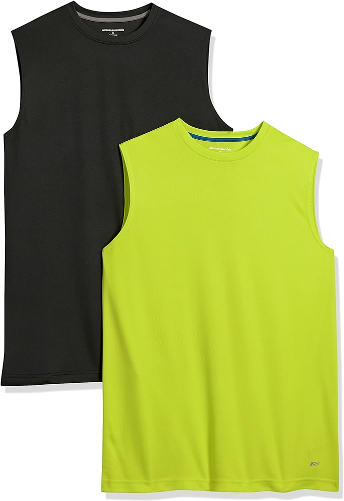 Amazon Essentials Men's Active Performance Tech Muscle Tank, Pack of 2