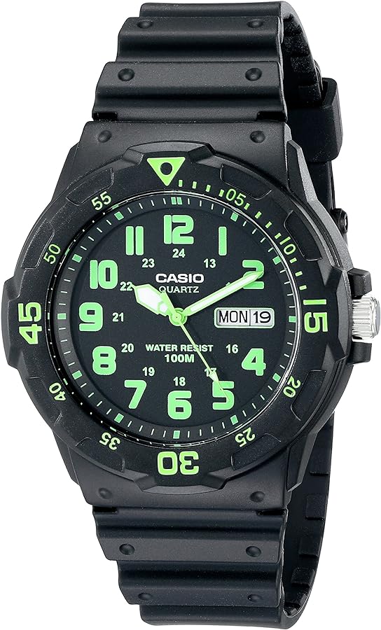 Casio Men's MRW200H-3BV Dive Style Neo-Display Sport Watch, Black