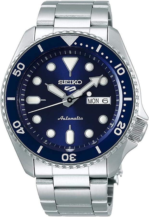 SEIKO Automatic Watch for Men - 5 Sports - Day/Date Calendar, LumiBrite Hands and Markers, and Rotating Bezel, 100m Water-Resistant