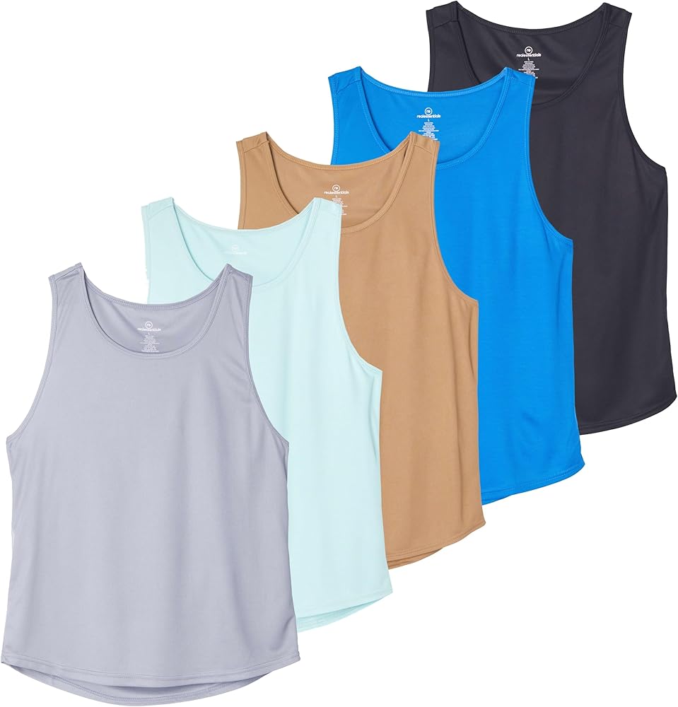 Real Essentials 5 Pack: Men's Mesh Y-Back Muscle Tank Top - Gym Workout & Bodybuilding Fitness (Available in Big & Tall)