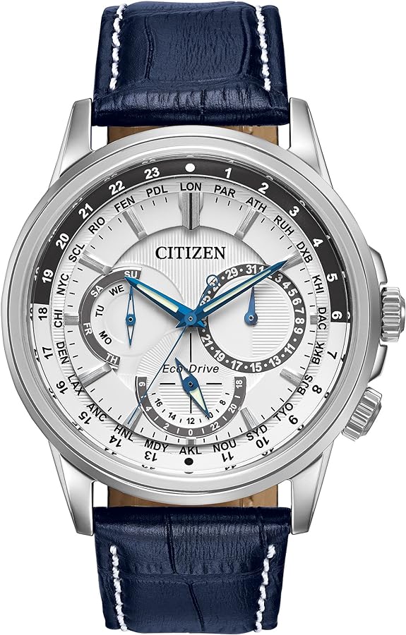 Citizen Men's Classic Calendrier Eco-Drive Watch, 12/24 Hour Time, 3-Hand Day and Date, Anti-Reflective Mineral Crystal, Luminous Hands