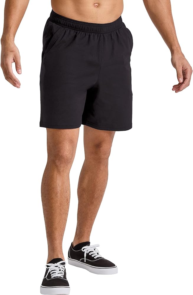 Hanes Mens Originals Cotton Shorts With Pockets, Pull-On Jersey Gym Shorts, 7