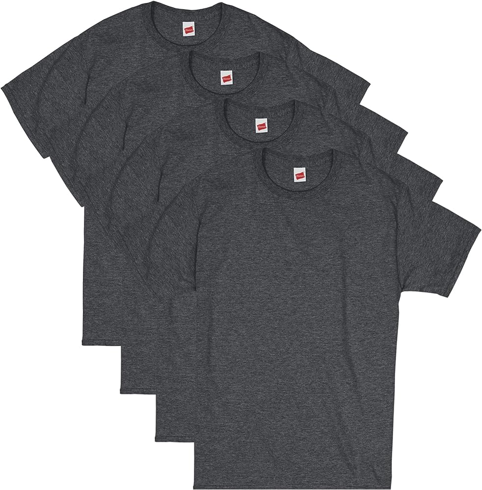 Hanes Men's Essentials Short Sleeve T-shirt Value Pack (4-pack),charcoal heather,X LARGE