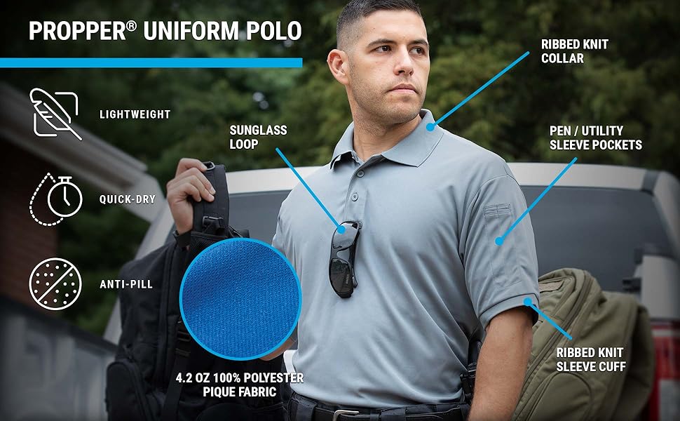 propper, uniform, polo, professional, light, quick dry, performance