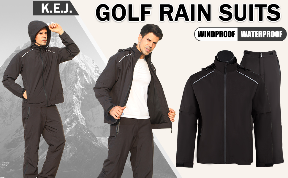 golf rain gear for men waterproof rain suit golf pants lightweight jacket raincoat golf apparel