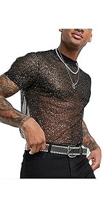 Men Mesh Shiny Shirts