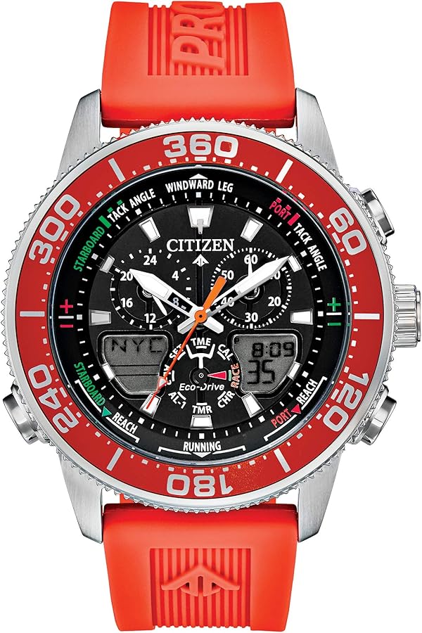 Citizen Men's Promaster Sailhawk Eco-Drive Watch, Yacht Racing Timer, Chronograph, Polyurethane Strap, Dual-Time, Analog/ Digital Times, Luminous Hands and Markers