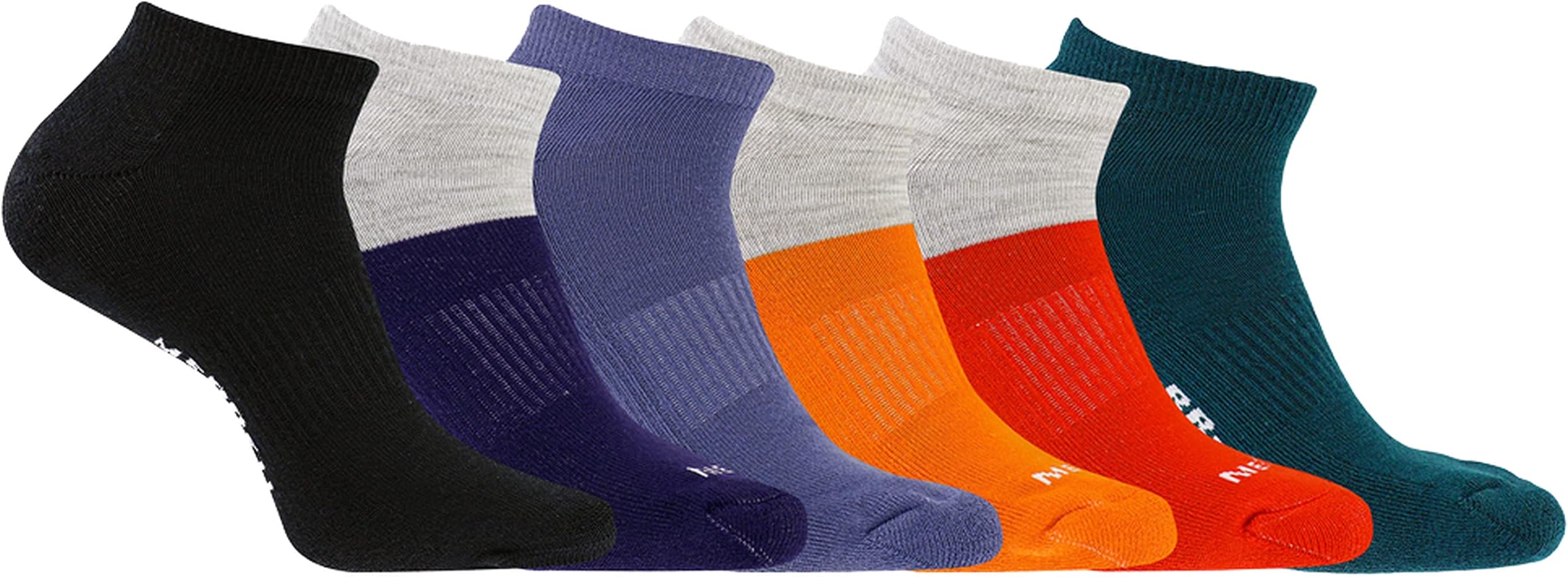 Merrel Men's and Women's Recycled Cushioned Socks - 6 & 12 Pairs - Hiking Arch Support