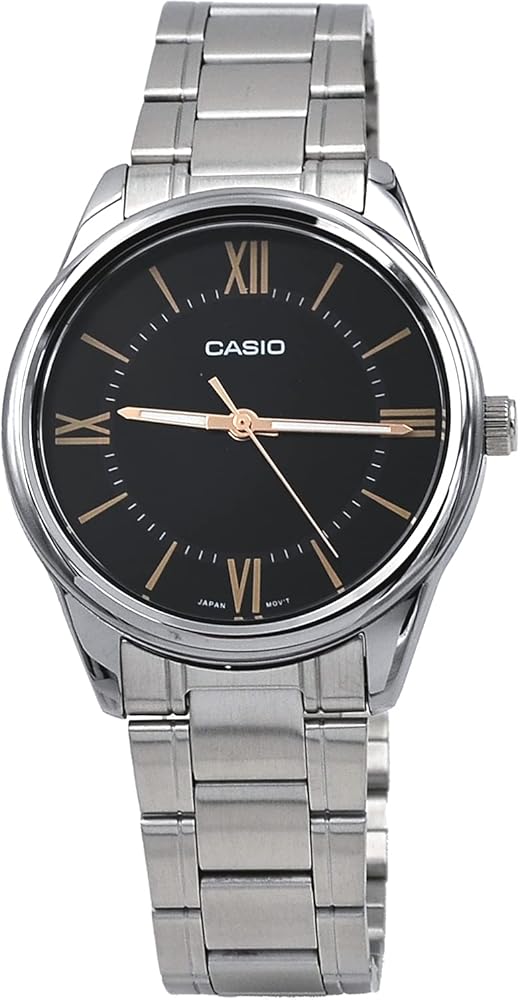 Casio MTP-V005D-1B5 Men's Standard Stainless Steel Roman Black Dial Analog Watch