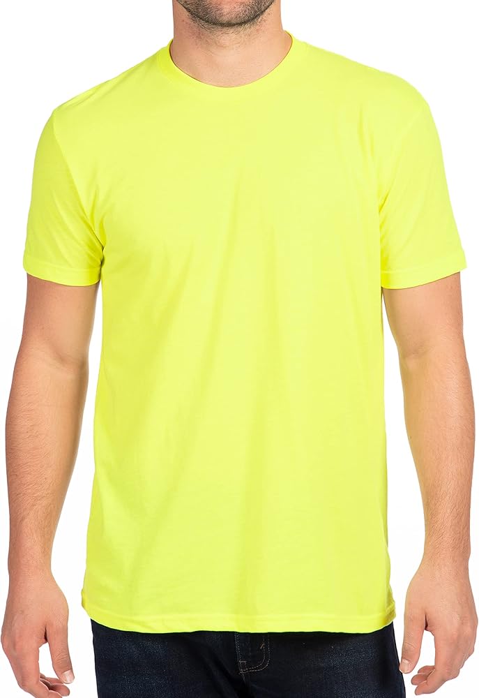 Next Level Apparel Men's Premium Fitted CVC T-Shirt (6210), Neon Yellow, Large