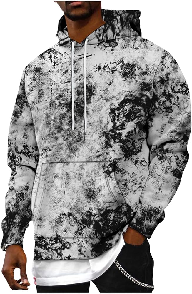 Tie Dye Hoodies For Men Novelty Hood Pullover Plus Size Printed Sweatshirts With Pocket Hoodies For Men Sweatshirt