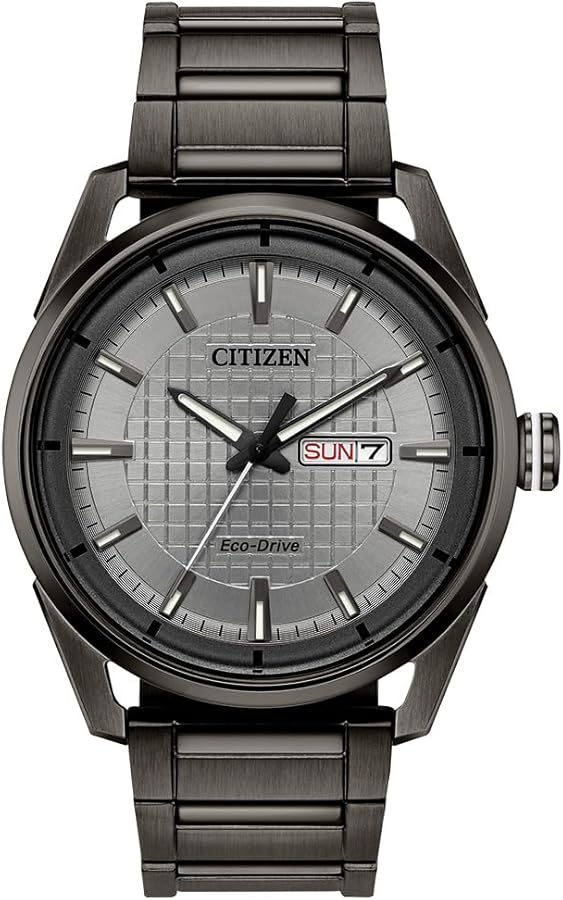 Citizen Men's Sport Casual 3-Hand Eco-Drive Watch, Day/Date, Patterned Dial, Domed Mineral Crystal