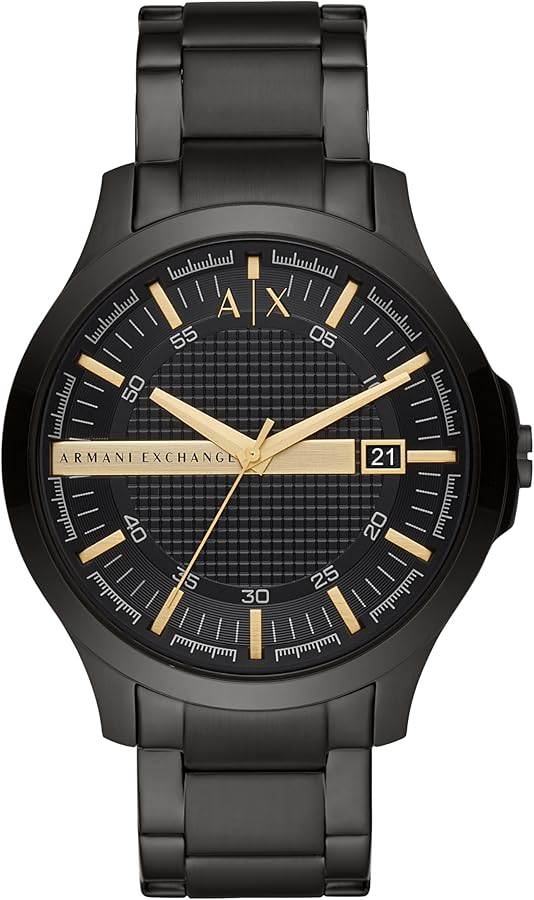 A｜X ARMANI EXCHANGE Men's Stainless Steel Watch, Color: Black/Gold (Model: AX2413)