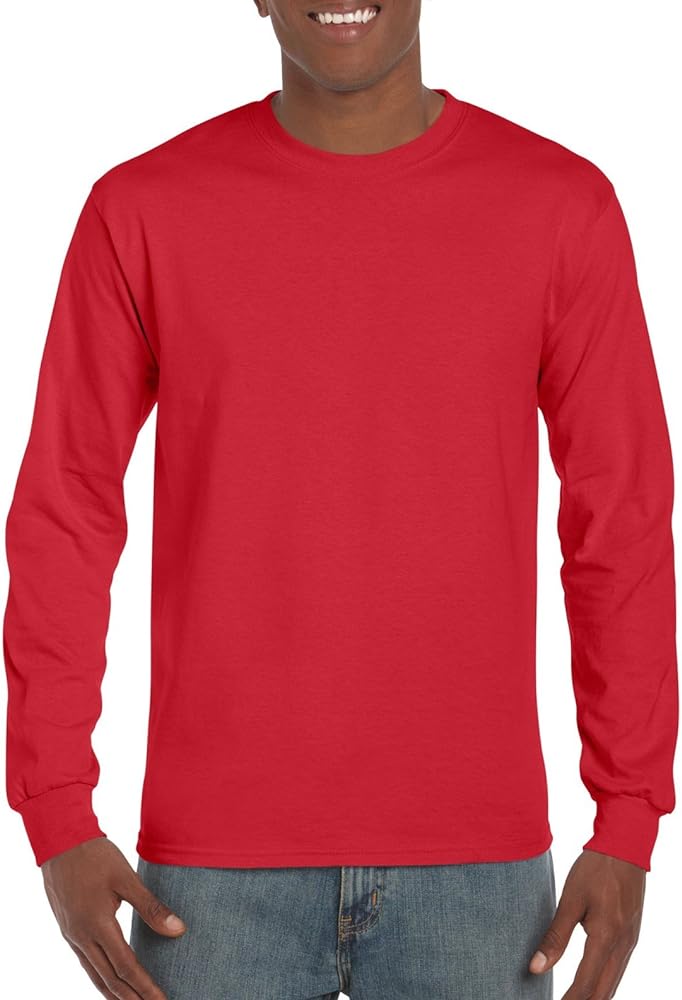 Gildan Men's Ultra Cotton Long Sleeve T-Shirt, Style G2400, Red, Medium