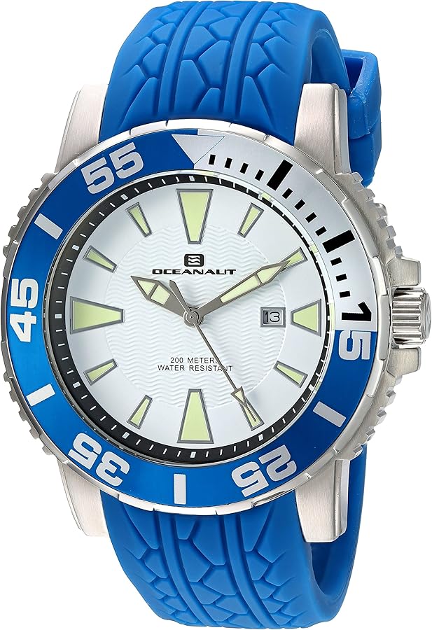 Oceanaut Men's 'Marletta' Quartz Stainless Steel and Silicone Watch, Color:Blue (Model: OC2919)