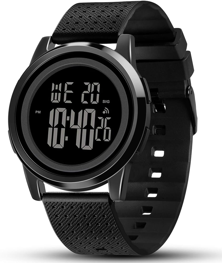 Mens Watch Ultra-Thin Digital Sports Watch Waterproof Stainless Steel Fashion Wrist Watch for Men Women