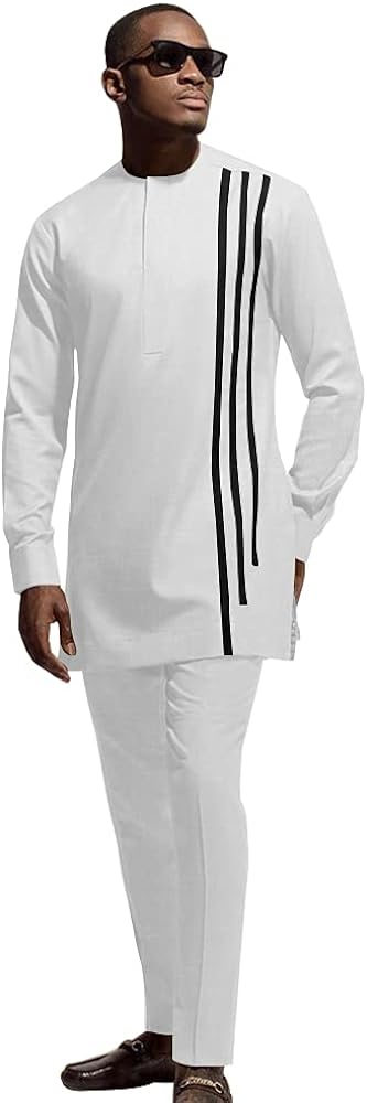 SEA&ALP African Men‘s Party Suit two Pieces Set Dashiki Shirt Pant Tracksuit Long Sleeve Outfit