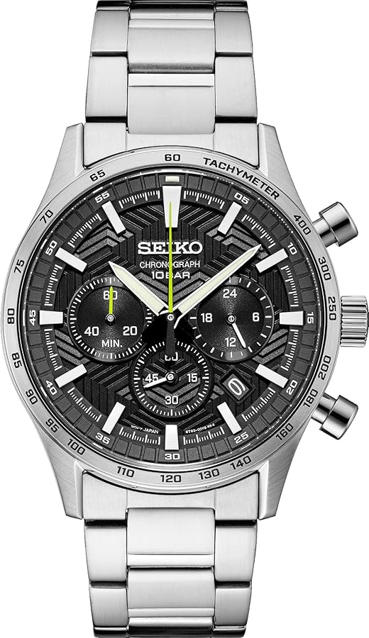 SEIKO Essentials SS Quartz Chrono Black Dial