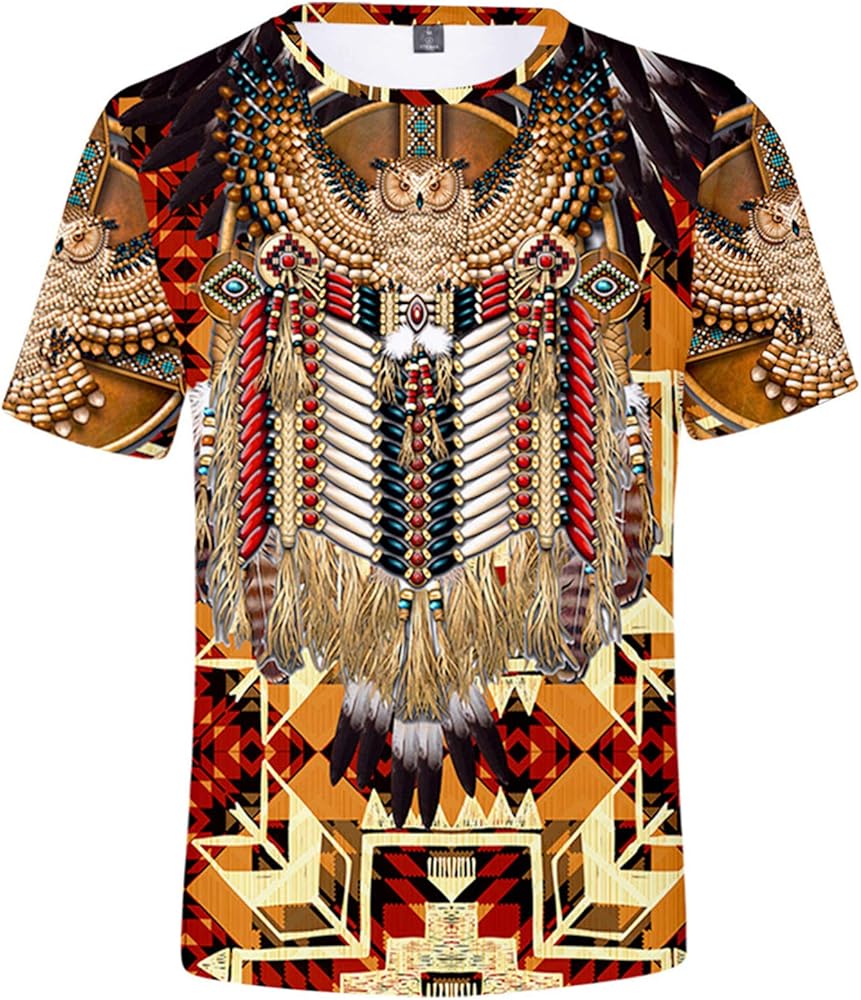 Unisex Native American Short Sleeve Tees Native Indians T-shirt for Men