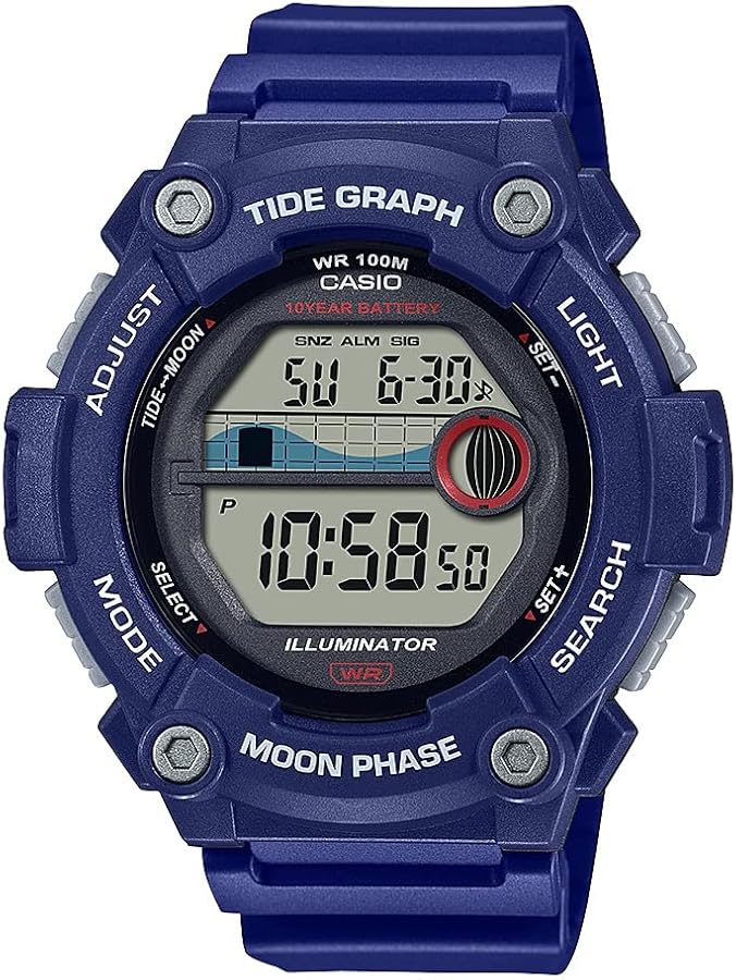 Casio Tide Graph Moon Phase Men's Sports Watch w/Illuminator (Model WS-1300H-2AV Blue)