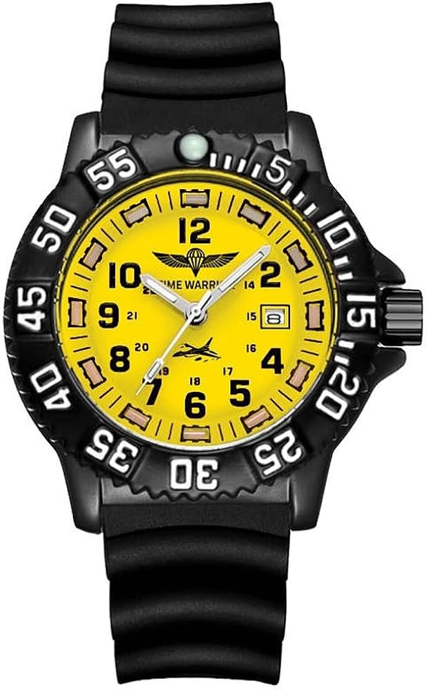 Diving Military Watch Special Forces Luminous, Stainless Steel Tactical Night Watches for Men, Men's Watches. (Yellow Dial Rubber Band)