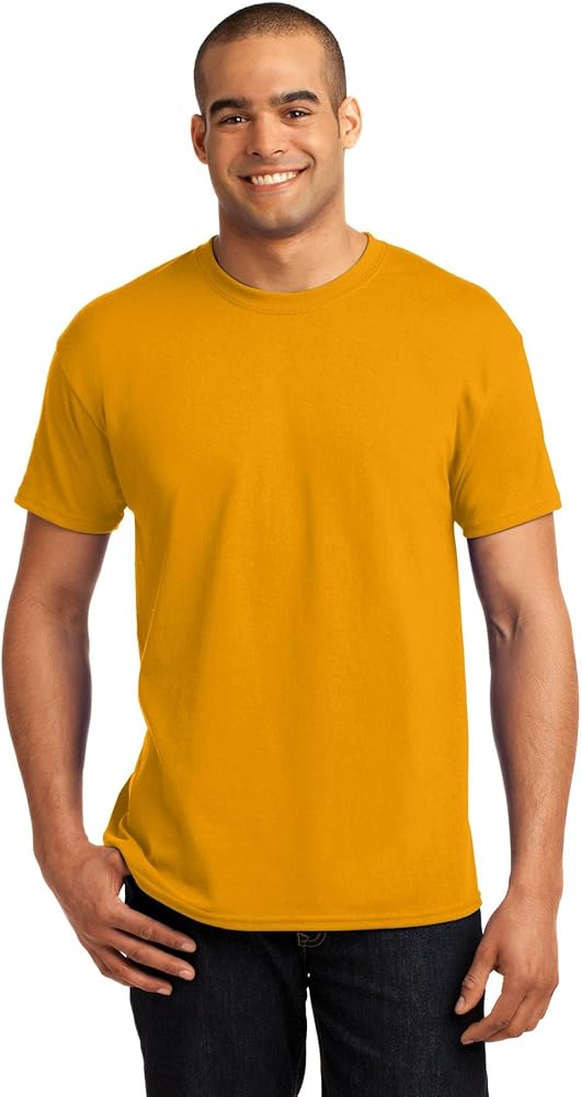 Hanes Mens ComfortBlend EcoSmart 50/50 Cotton/Poly T-Shirt, 3XL, Gold