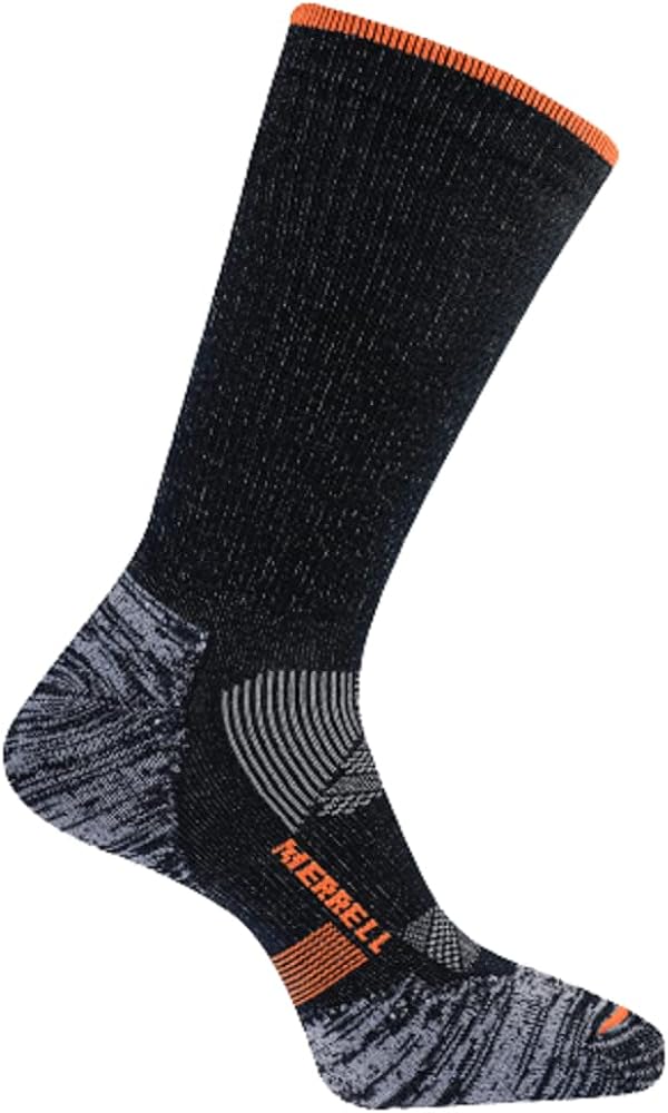 Merrell Men's and Women's Thermal Trail Running Crew Socks - Unisex Thermolite Lightweight Warmth and Breathable Mesh