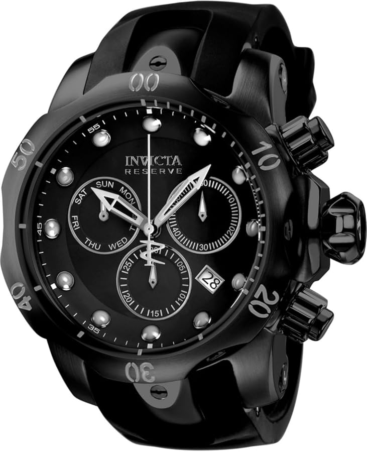 Invicta Men's INVICTA-6051 Venom Reserve Black Stainless Steel Watch with Polyurethane Band