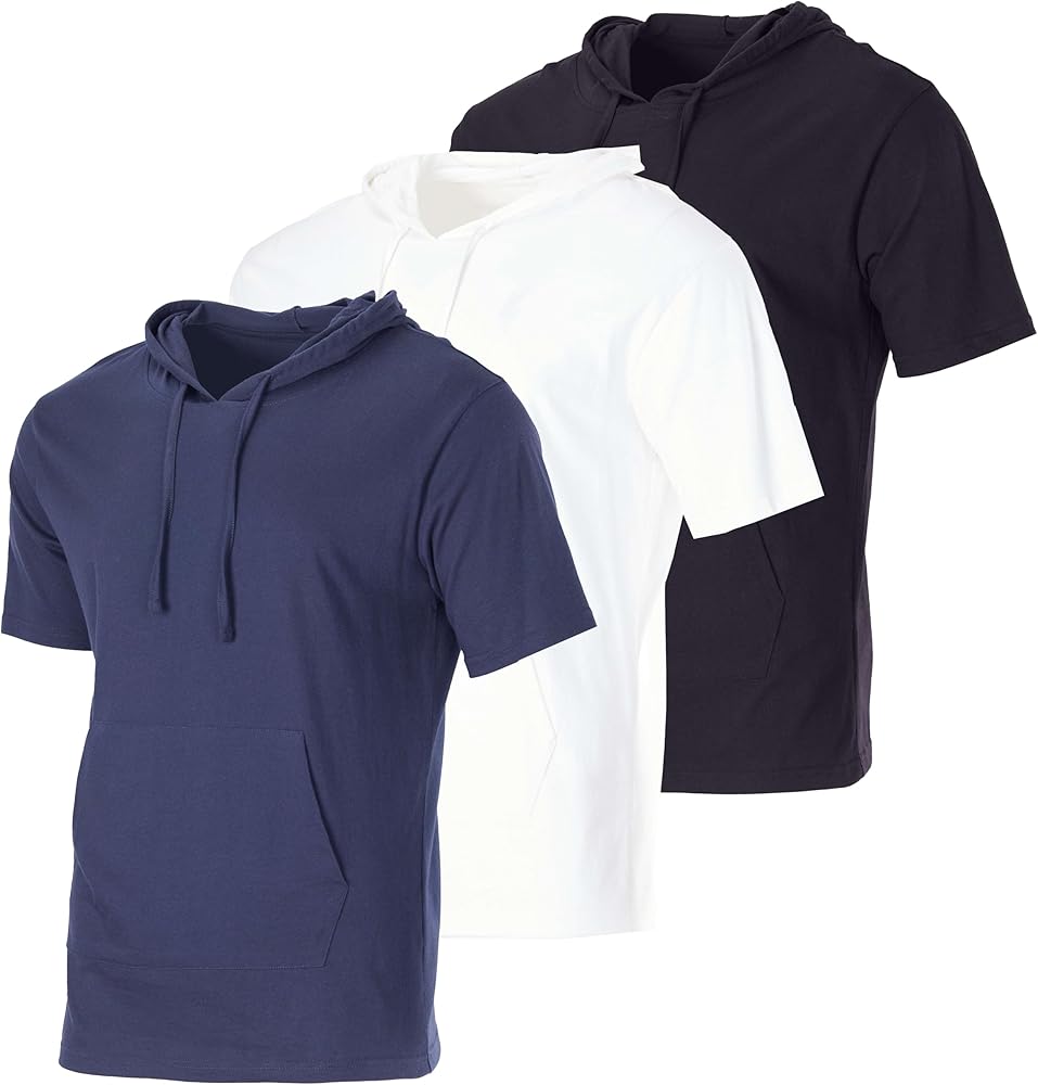 Real Essentials Men's Cotton Short-Sleeve Hoodie Hooded T-Shirt With Drawstring & Pockets (Available In Big & Tall)