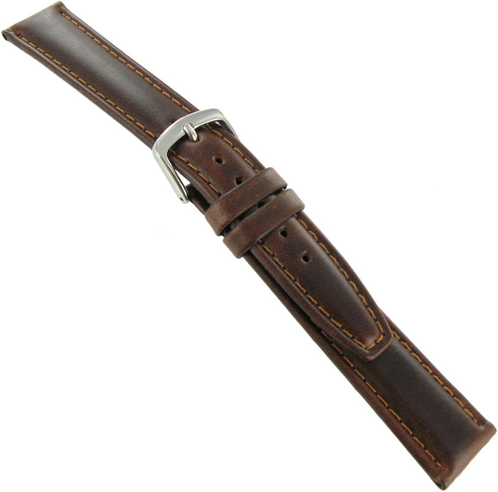 17mm Brown Genuine Oil-Tan Leather Padded Mens Watch Band 18810 REG