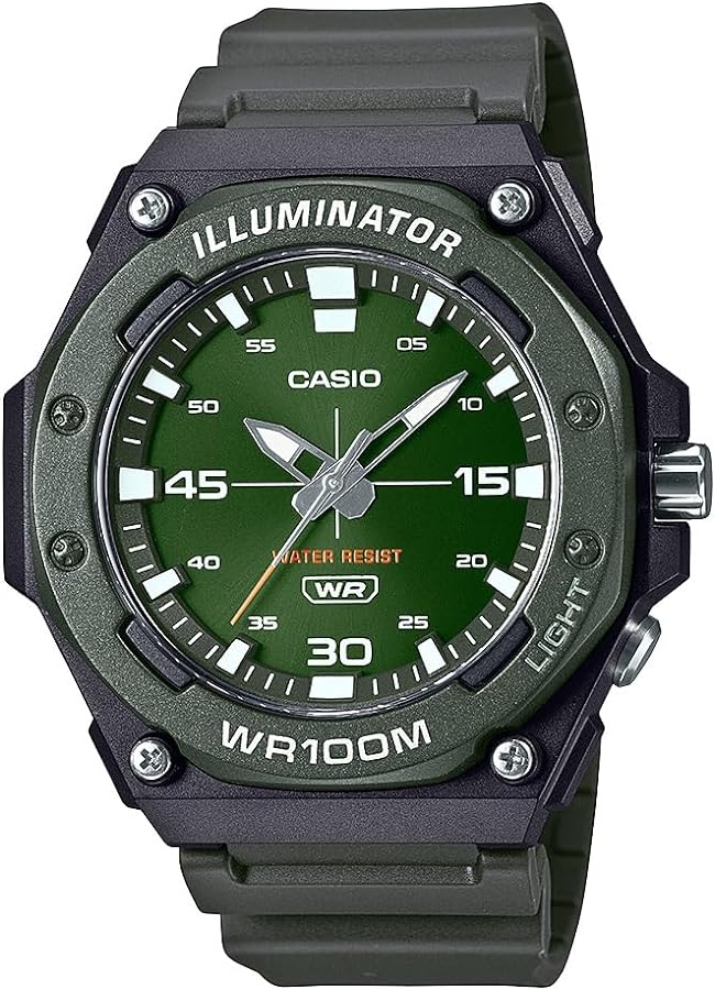 Casio MW-620H Series | Men's Digital Watch | (Green/Black) | 100M WR | LED Illuminator | 3-Year Battery