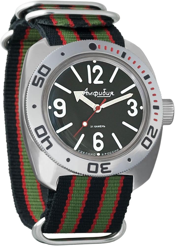 Vostok Amphibian Automatic Mens Self-Winding Diver Amphibia 710 Case Wrist Watch (710913: Multicolor)