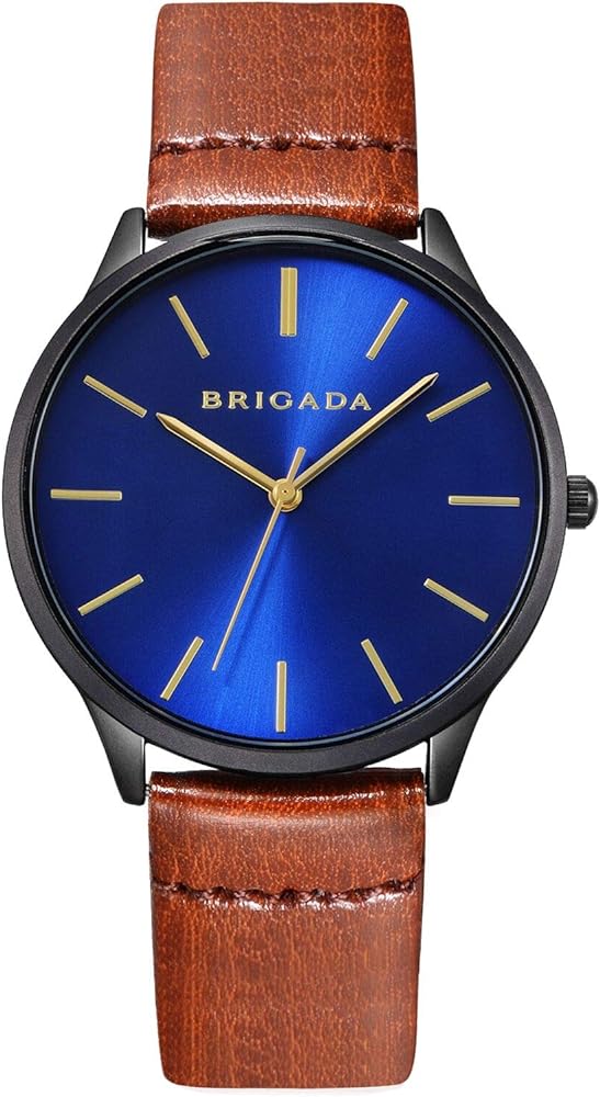 BRIGADA Men's Watches Classic Black Blue Business Casual Wrist Watch for Men Quartz Waterproof