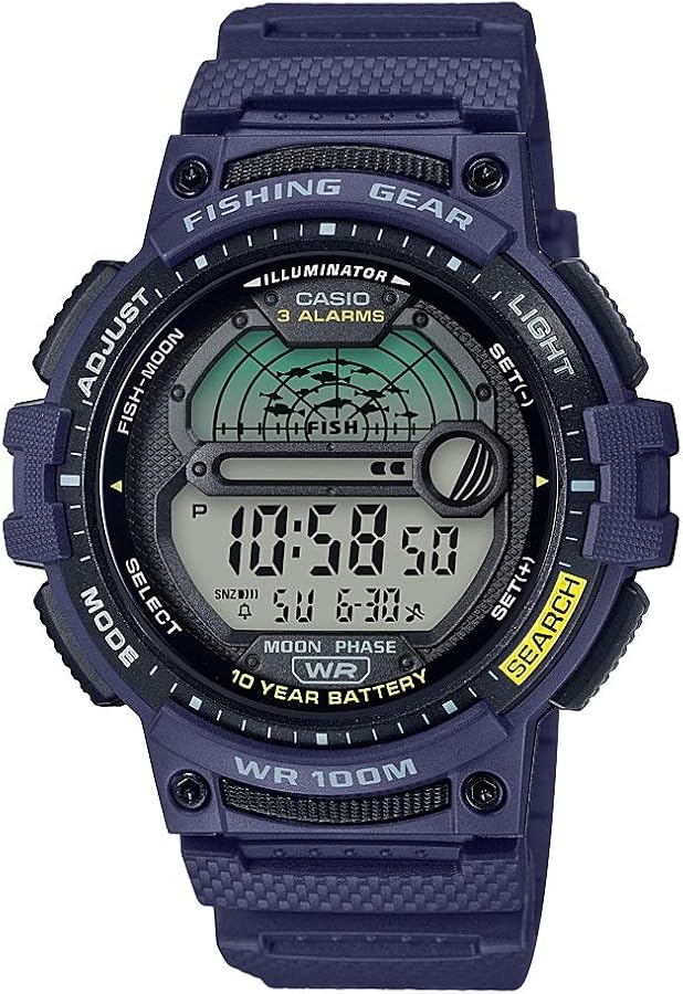 Casio Men's Fishing Timer Quartz Watch with Resin Strap, Blue, 24.1 (Model: WS-1200H-2AVCF)