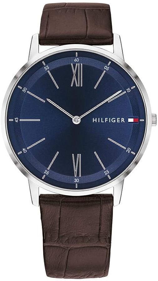 Tommy Hilfiger Men's Quartz Stainless Steel and Leather Strap Dressy Watch, Color: Brown (Model: 1791514)