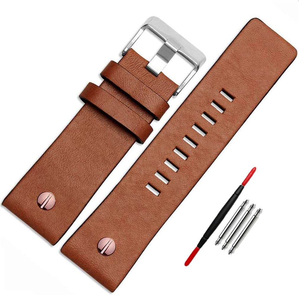 Choco&Man US Diesel Calfskin Leather Watch Band strap with Tool 22mm 24mm 26mm 28mm 30mm Replacement for Men's Diesel Watches…