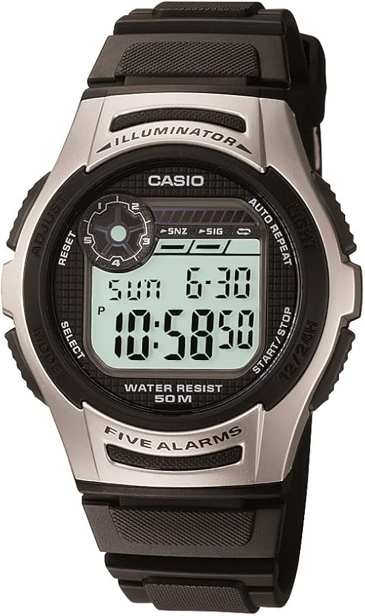 Casio Men's W213-1AVCF Basic Black and Silver Digital Watch