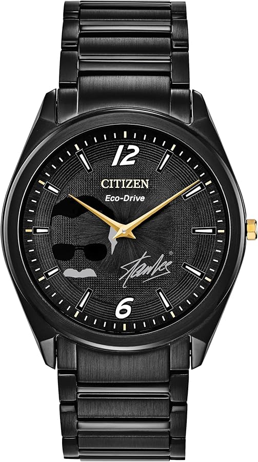 Citizen Eco-Drive Men's Limited Edition Stan Lee Black IP Stainless Steel Watch, 2-Hand, 39mm (Model: AR3077-56W)