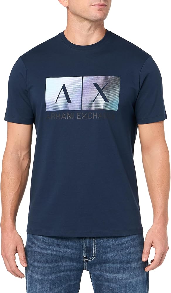 Armani Exchange Men's Regular Fit Cotton Gradiant Box Logo Tee