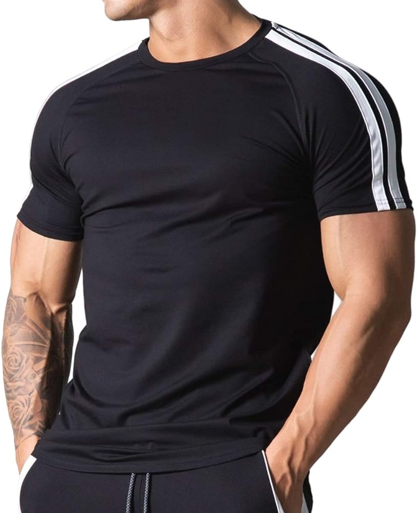 Mens Slim Fit Short Sleeve Workout T-Shirts Casual Gym Tops Hipster Athletic T-Shirts Jogging Shirts for Men T40