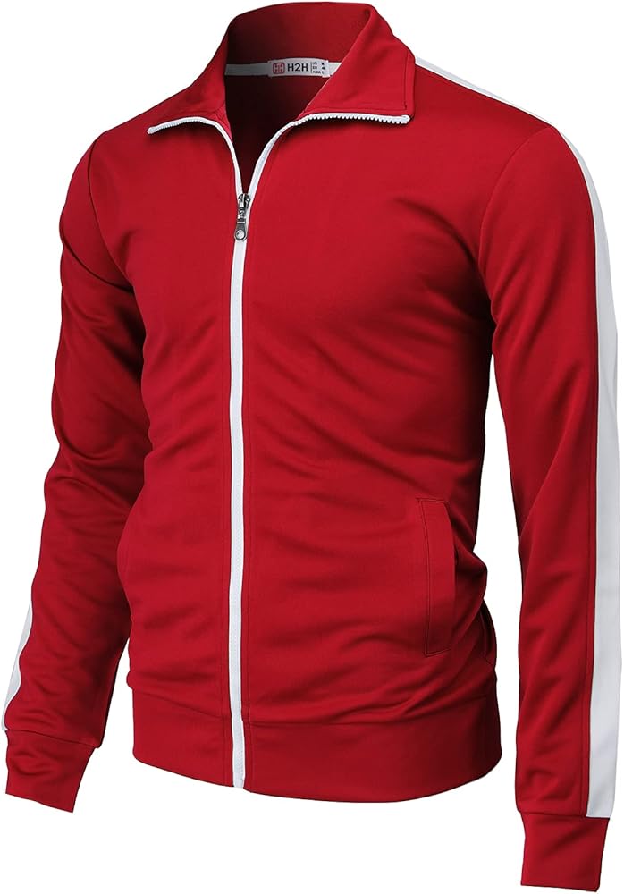 H2H Mens Active Slim Fit Track Lightweight Jacket Zip-up Long Sleeve