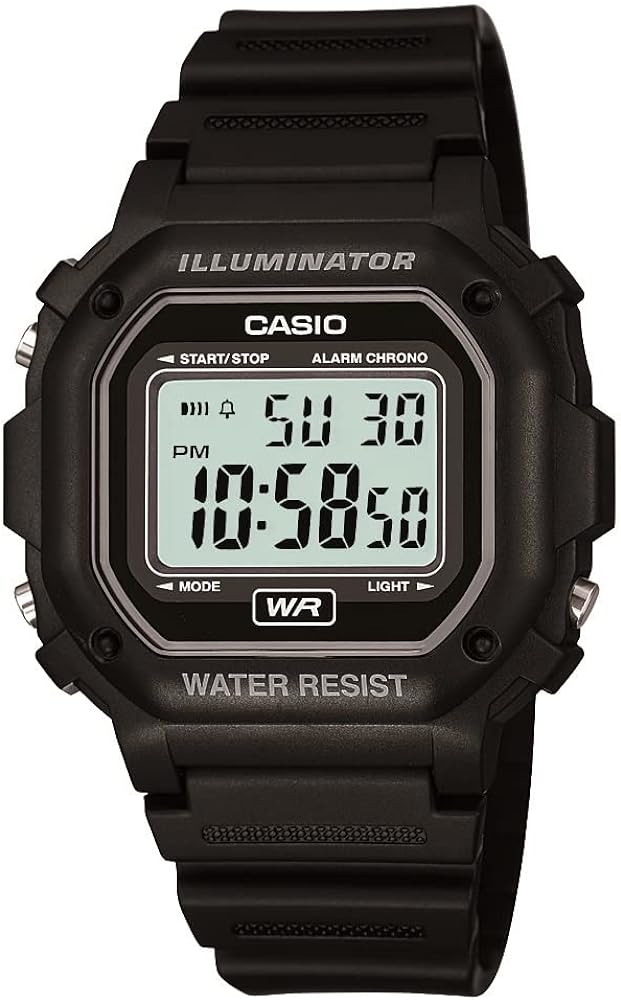 Casio F108WH Series | Men's Digital Watch | Illuminator | Water Resistant | LED Light | Daily Alarm | 1/100 SEC Stopwatch | 3 Hands (HR, Min, SEC) | Date/Day Display | Daily Alarm | 7 Year Battery